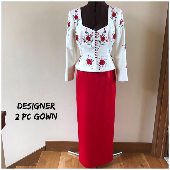 ❤️SOLD ❤️ VICTOR COSTA DESIGNER 2-PC GOWN - Picture 2 of 8